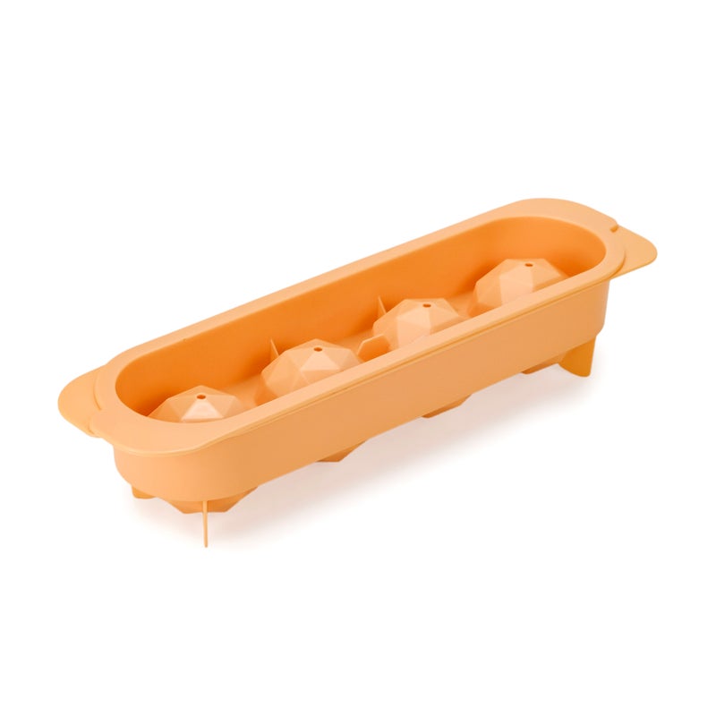 Herevin Polypropylene 4 Hole Diamond Ice Cube Tray, BPA Free Plastic Diamond Ice Mould for Freezer, Easy Release Large Ice Cubes for Drinks, Cocktails, Whisky & Home Use – Assorted (Green/Orange) - Image 2